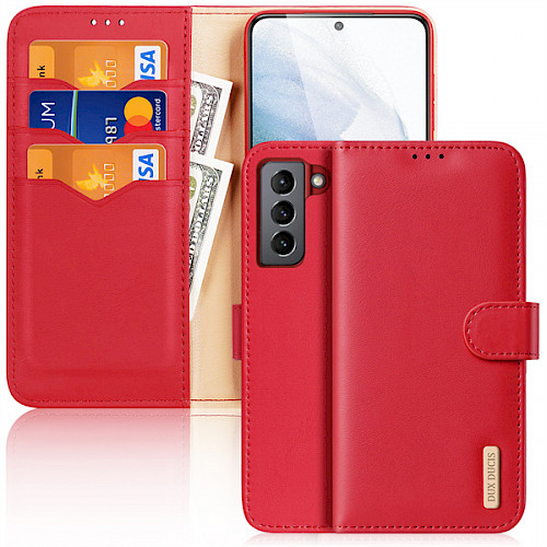 Premium DuxDucis® HIVO Kožna Preklopna futrola za Samsung Galaxy S21 FE Crvena