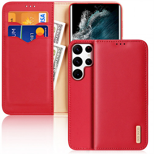 Premium DuxDucis® HIVO Kožna Preklopna futrola za Samsung Galaxy S22 Ultra Crvena