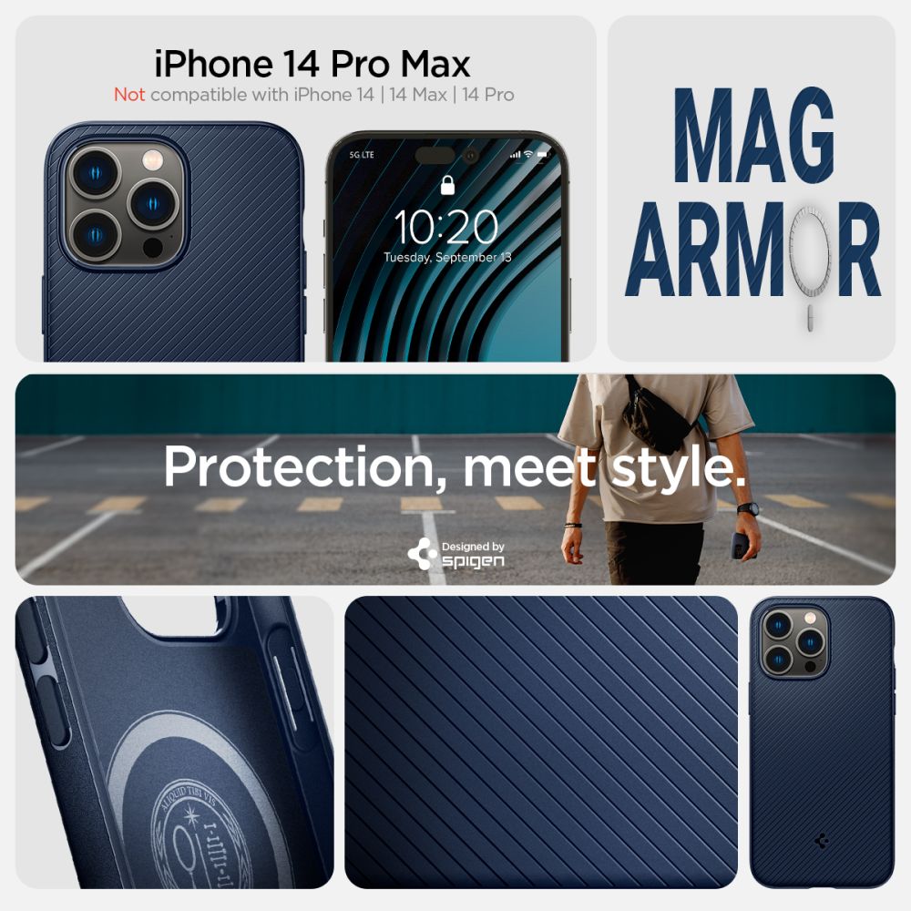 Spigen iPhone 14 Pro Case MAG Armor Matte Blue ACS04990