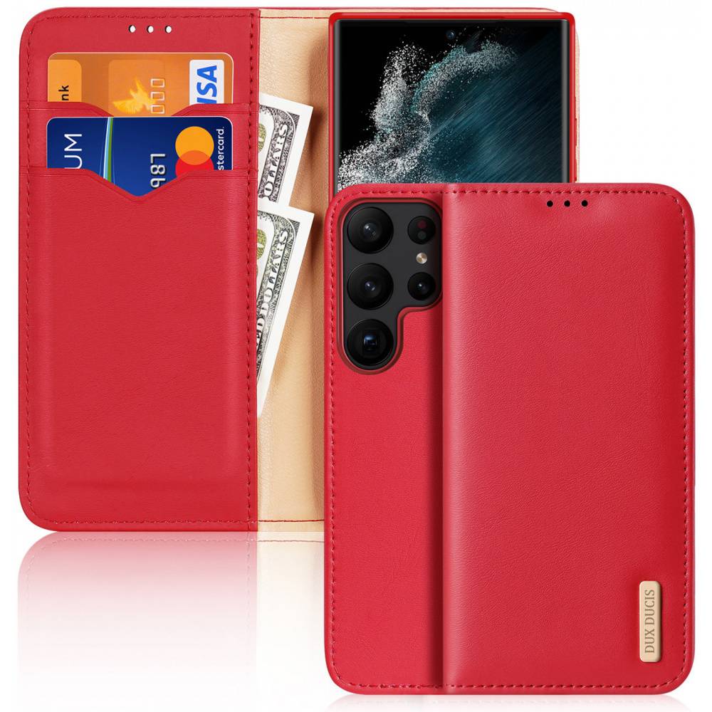 Premium DuxDucis® HIVO Kožna Preklopna futrola za Samsung Galaxy S24 Ultra Crvena