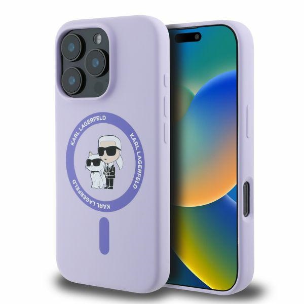 Karl Lagerfeld® silikonska MagSafe maskica s prstenom Karl&Choupette iPhone 16 Pro Max Ljubičasta