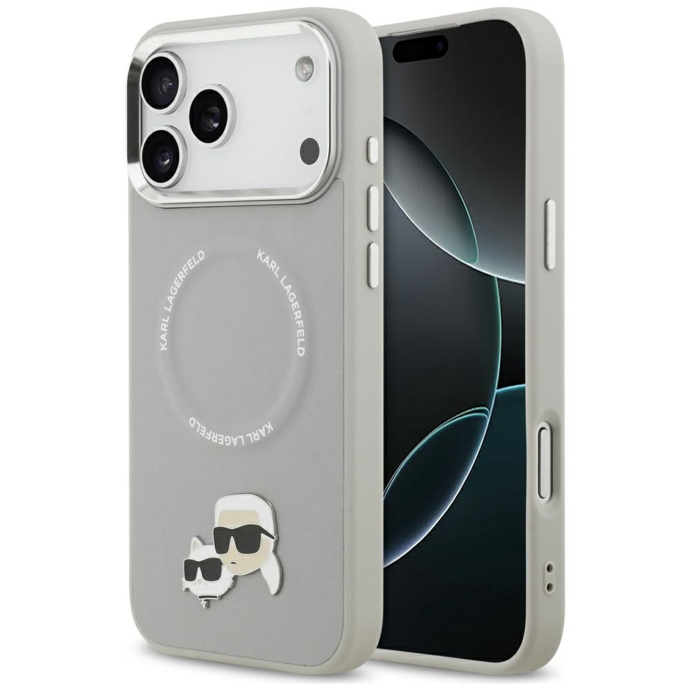 Karl Lagerfeld® Karl&Choupette Pin MagSafe maskica za iPhone 17 Pro Siva