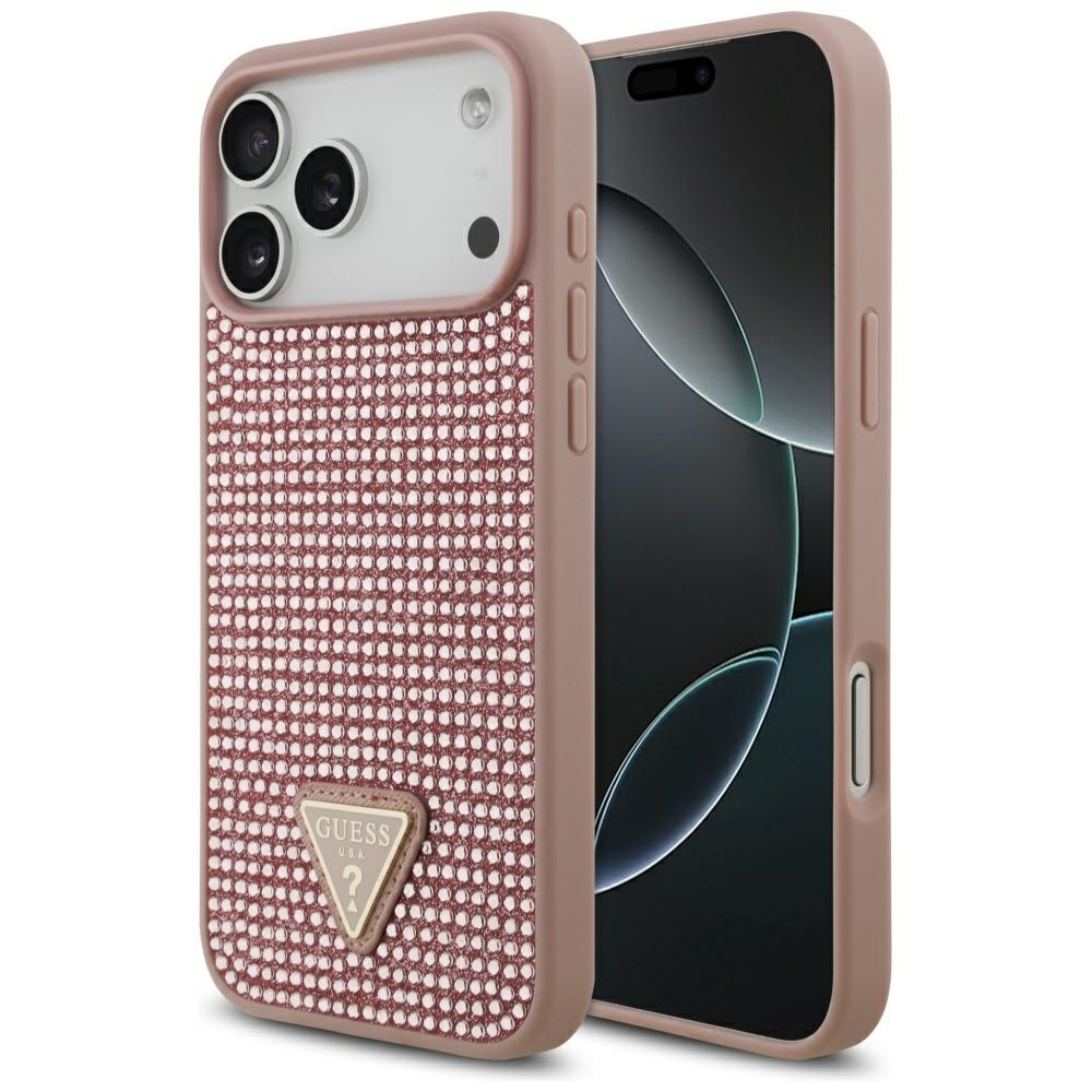 Guess® Rhinestone Triangle Logo maskica za iPhone 17 Pro Max Pink