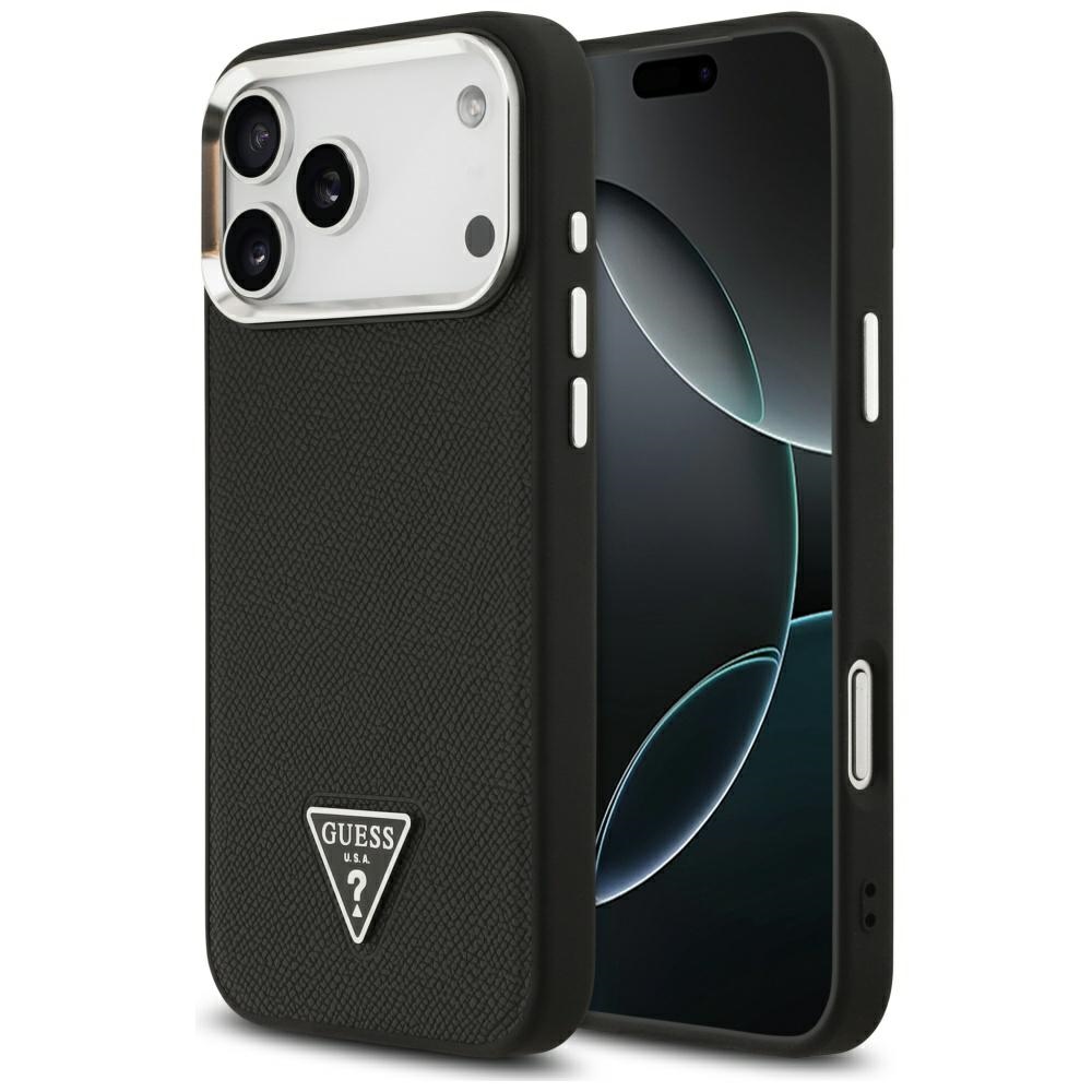 Guess® Grained Triangle Logo MagSafe maskica za iPhone 17 Pro Crna