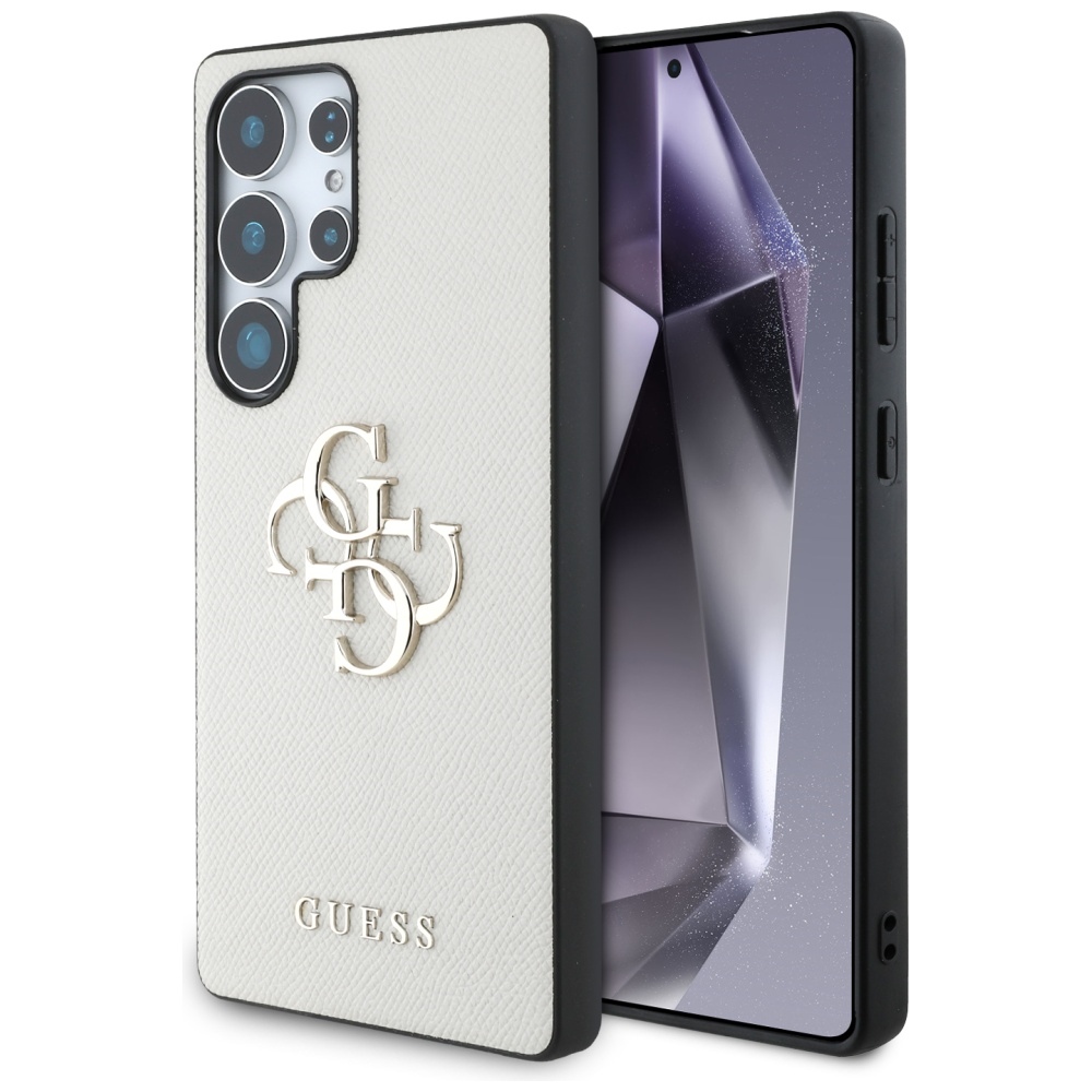 Guess® Grained Big 4G Logo maskica za Samsung Galaxy S25 Ultra Bež