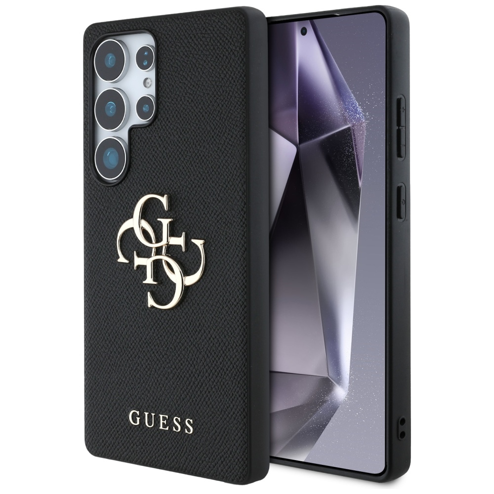 Guess® Grained Big 4G Logo maskica za Samsung Galaxy S25 Ultra Crna