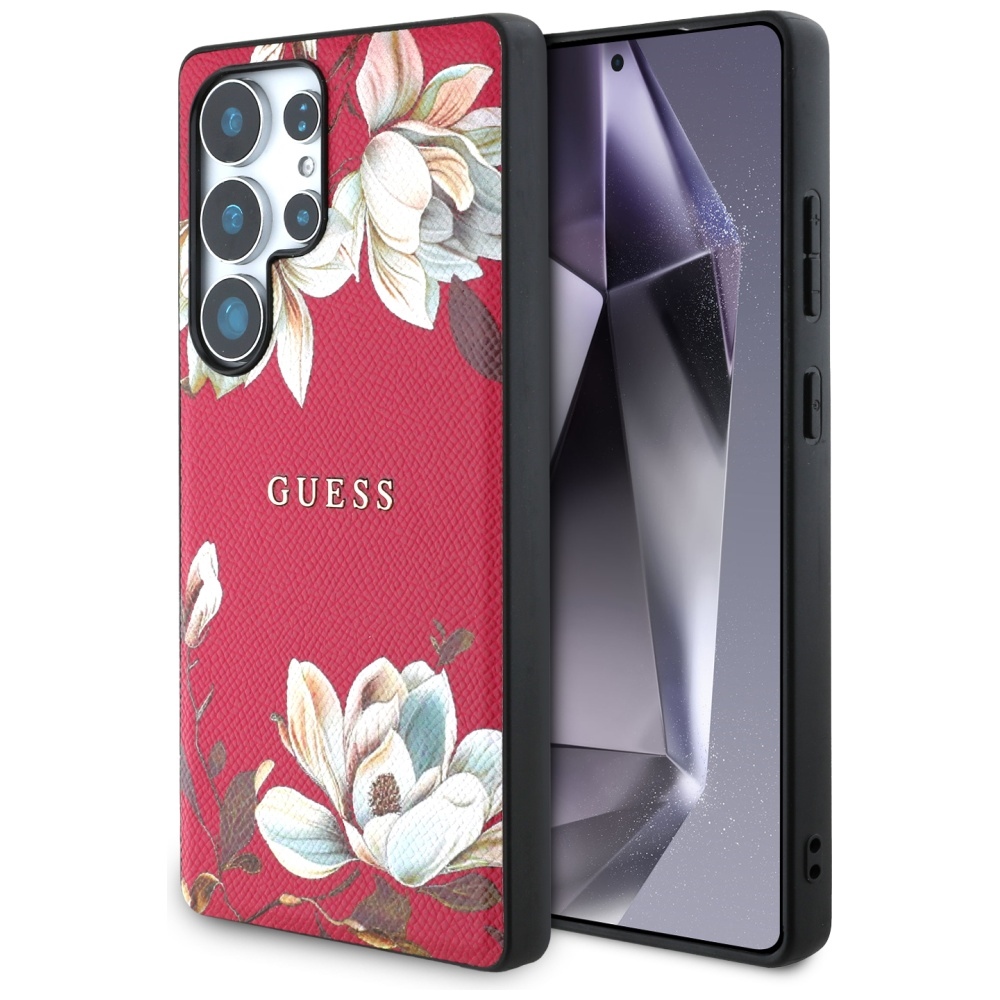 Guess® Flowers MagSafe maskica Samsung Galaxy S25 Ultra Pink