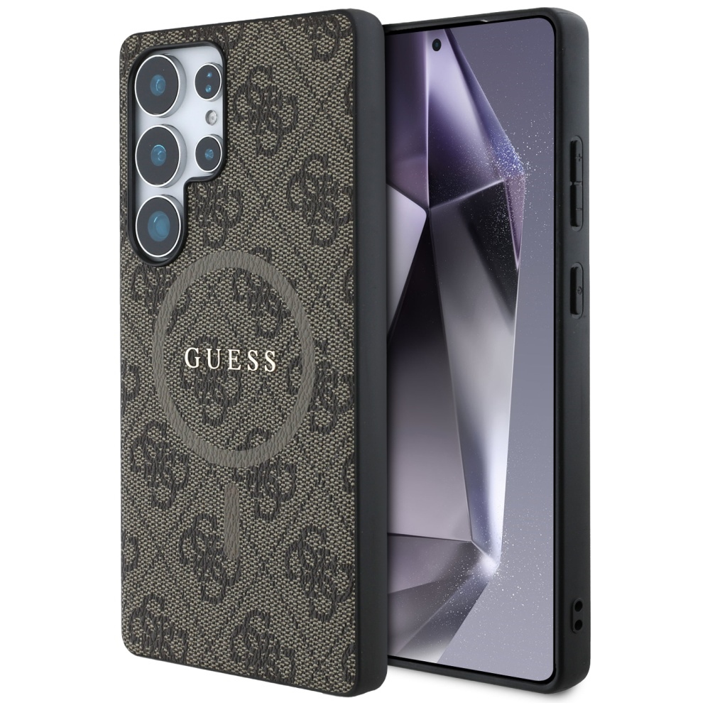 Guess® PU 4G Classic Logo MagSafe maskica za Samsung Galaxy S25 Ultra Smeđa