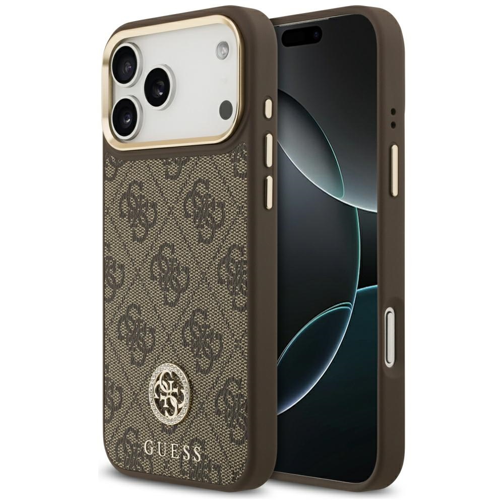 Guess® 4G Rhinestone Logo MagSafe maskica za iPhone 17 Pro Max Smeđa