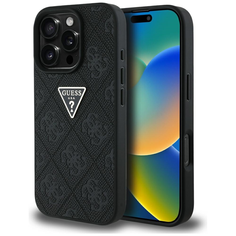 Guess® Hot Stamp 4G maskica za iPhone 16 Pro Max Crna