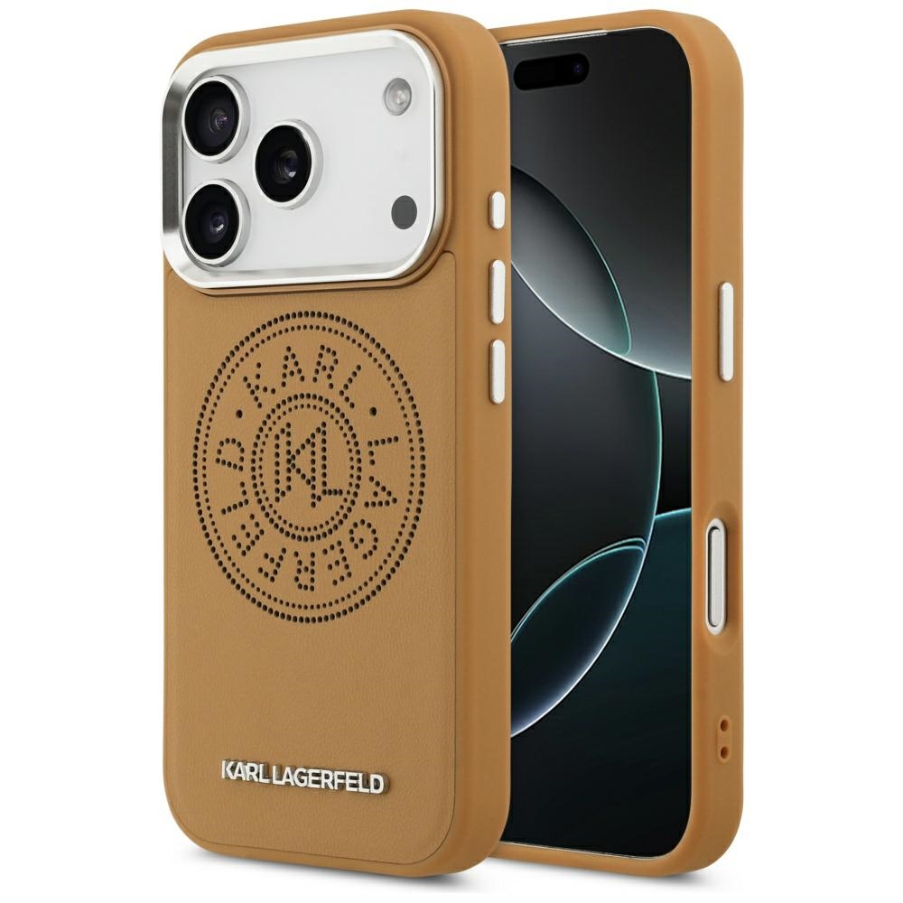 Karl Lagerfeld® Point&Metal Logo MagSafe maskica za iPhone 17 Pro Max Smeđa