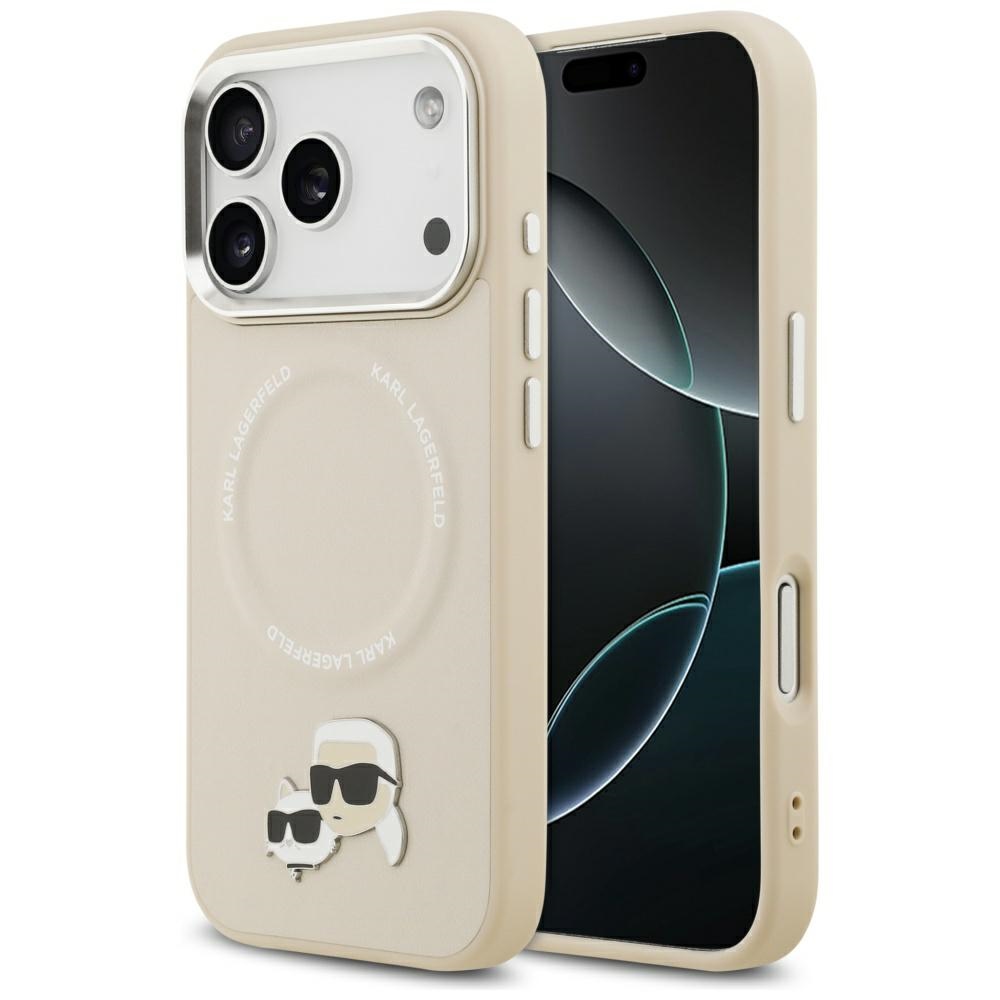 Karl Lagerfeld® Karl&Choupette Pins MagSafe maskica za iPhone 17 Pro Bež