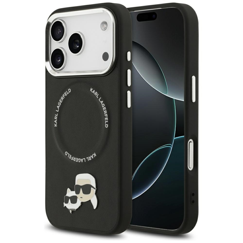 Karl Lagerfeld® Karl&Choupette Pins MagSafe maskica za iPhone 17 Pro Max Crna