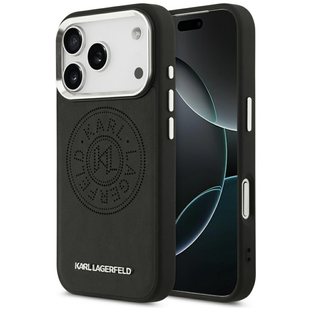Karl Lagerfeld® Point&Metal Logo MagSafe maskica za iPhone 17 Pro Max Crna