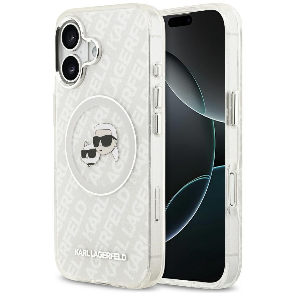 Karl Lagerfeld® IML Glitter Karl&Choupette Heads MagSafe maskica za iPhone 17 Siva