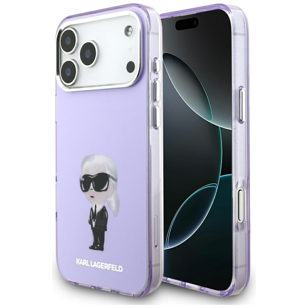 Karl Lagerfeld® IML Aquarelle Karl&Choupette MagSafe maskica za iPhone 17 Pro Max Ljubičasta