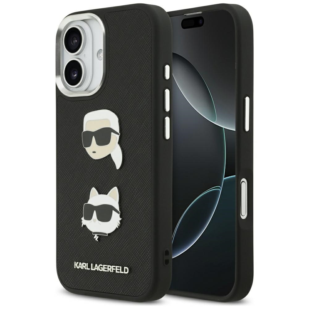 Karl Lagerfeld® FW Grained Karl&Choupette Heads Pins maskica za iPhone 17 Crna