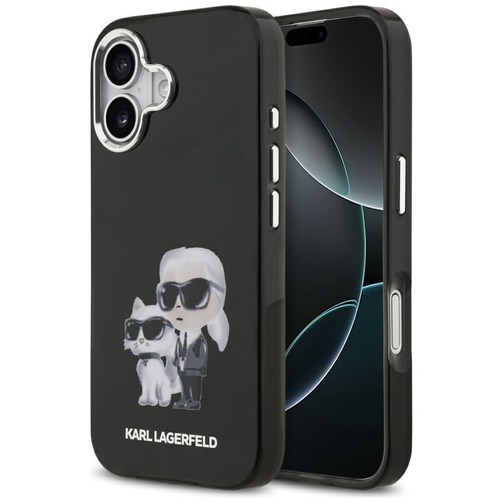 Karl Lagerfeld® IML Aquarelle Karl&Choupette MagSafe maskica za iPhone 17 Crna