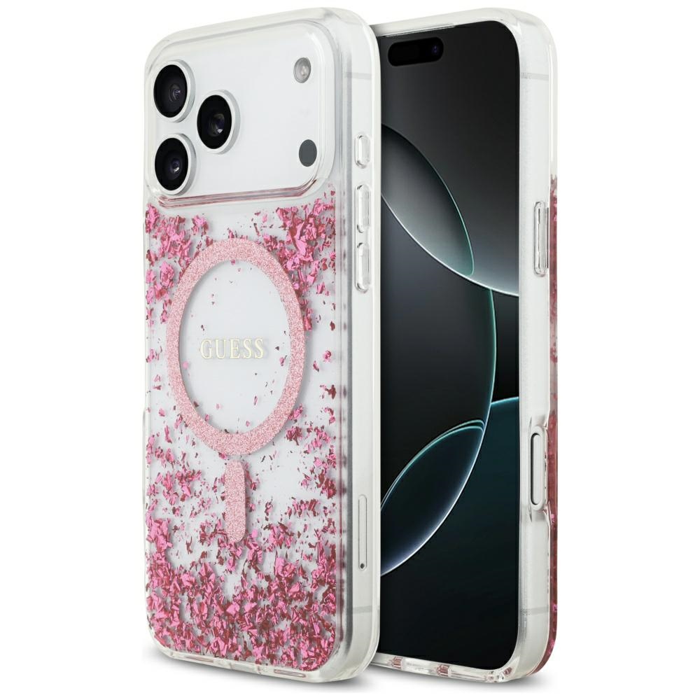 Guess iPhone 17 Pro Max maskica Resin Bottom Glitter MagSafe Pink