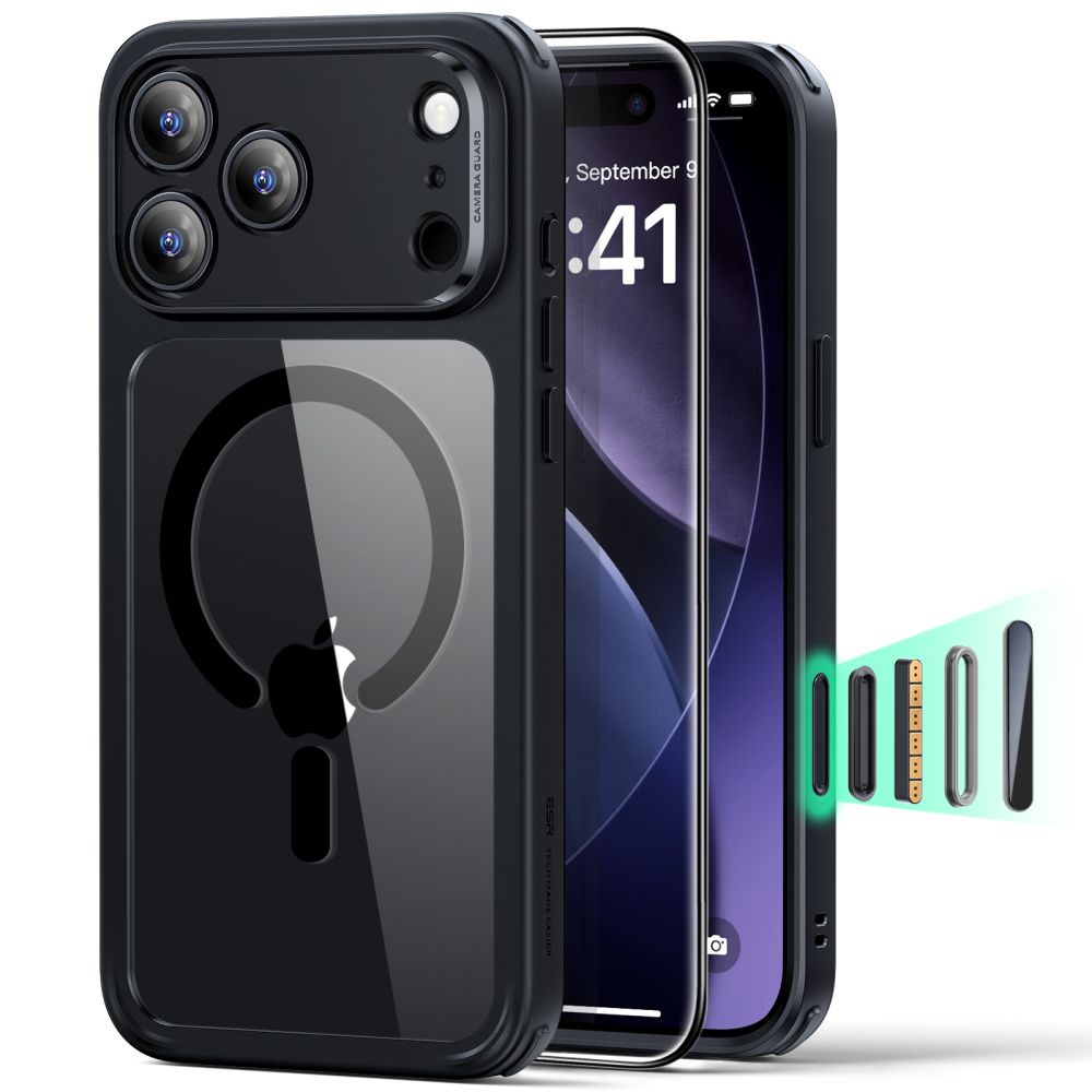 ESR Classic Hybrid MagSafe maskica za iPhone 17 Pro Prozirno crna + Zaštitno staklo za iPhone 17 Pro