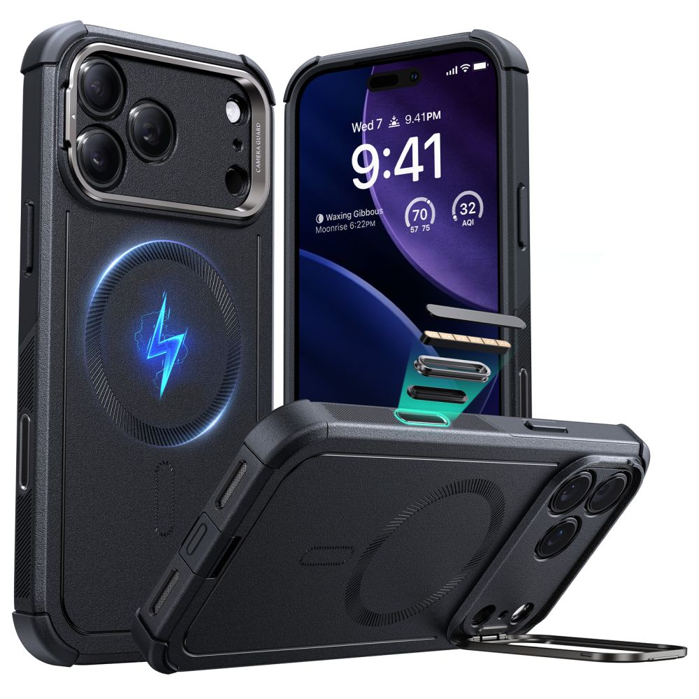 ESR Cyber Kickstand MagSafe maskica za iPhone 17 Pro Max Crna