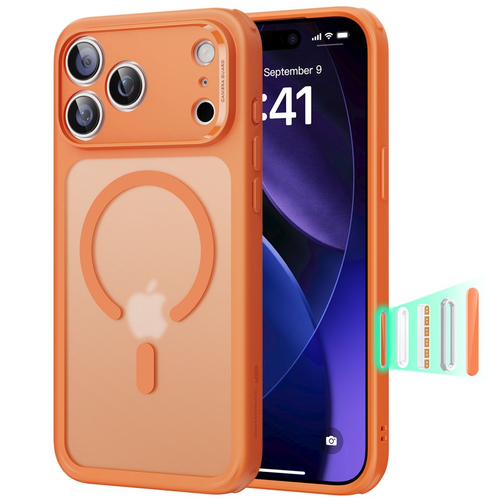 ESR Classic Hybrid MagSafe maskica za iPhone 17 Pro Prozirno narančasta