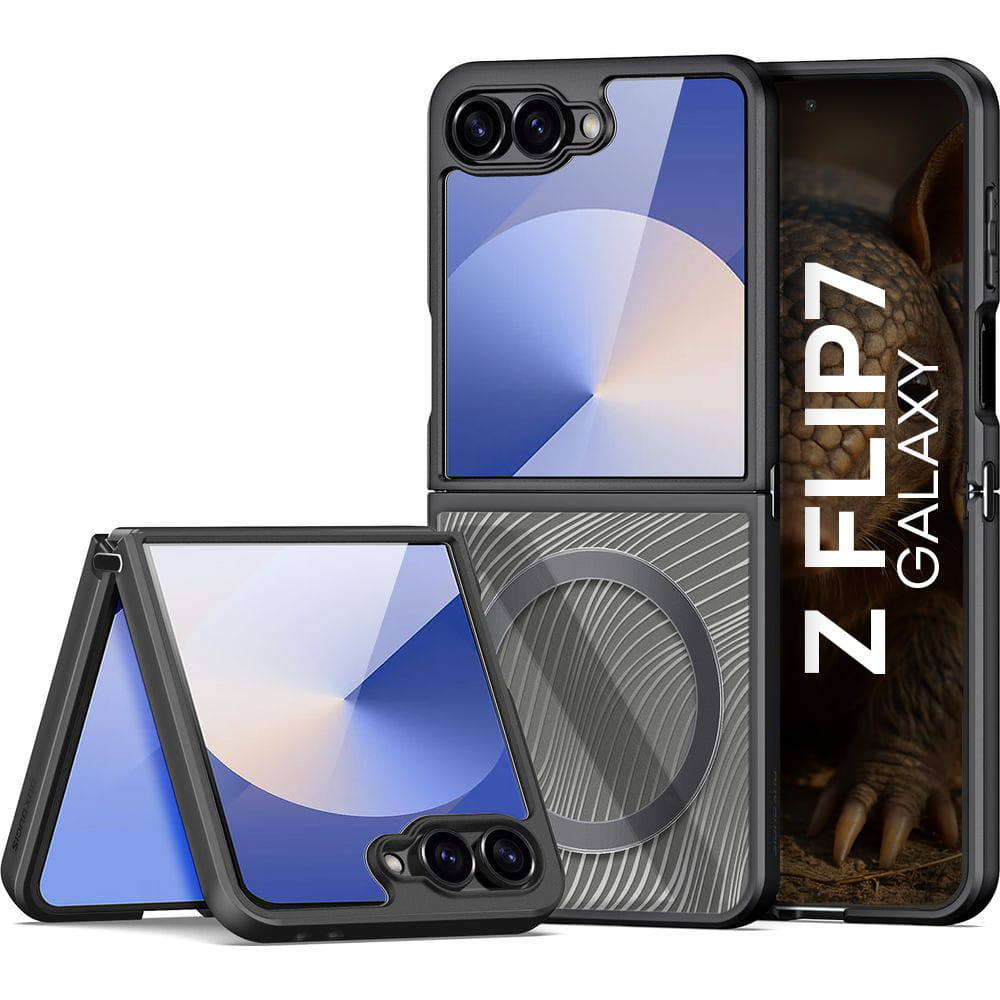 DuxDucis® AIMO Premium Magsafe maskica za Samsung Galaxy Z Flip7 Crno Prozirna (verzija s ugrađenom zaštitnom folijom za stražnju stranu uređaja)