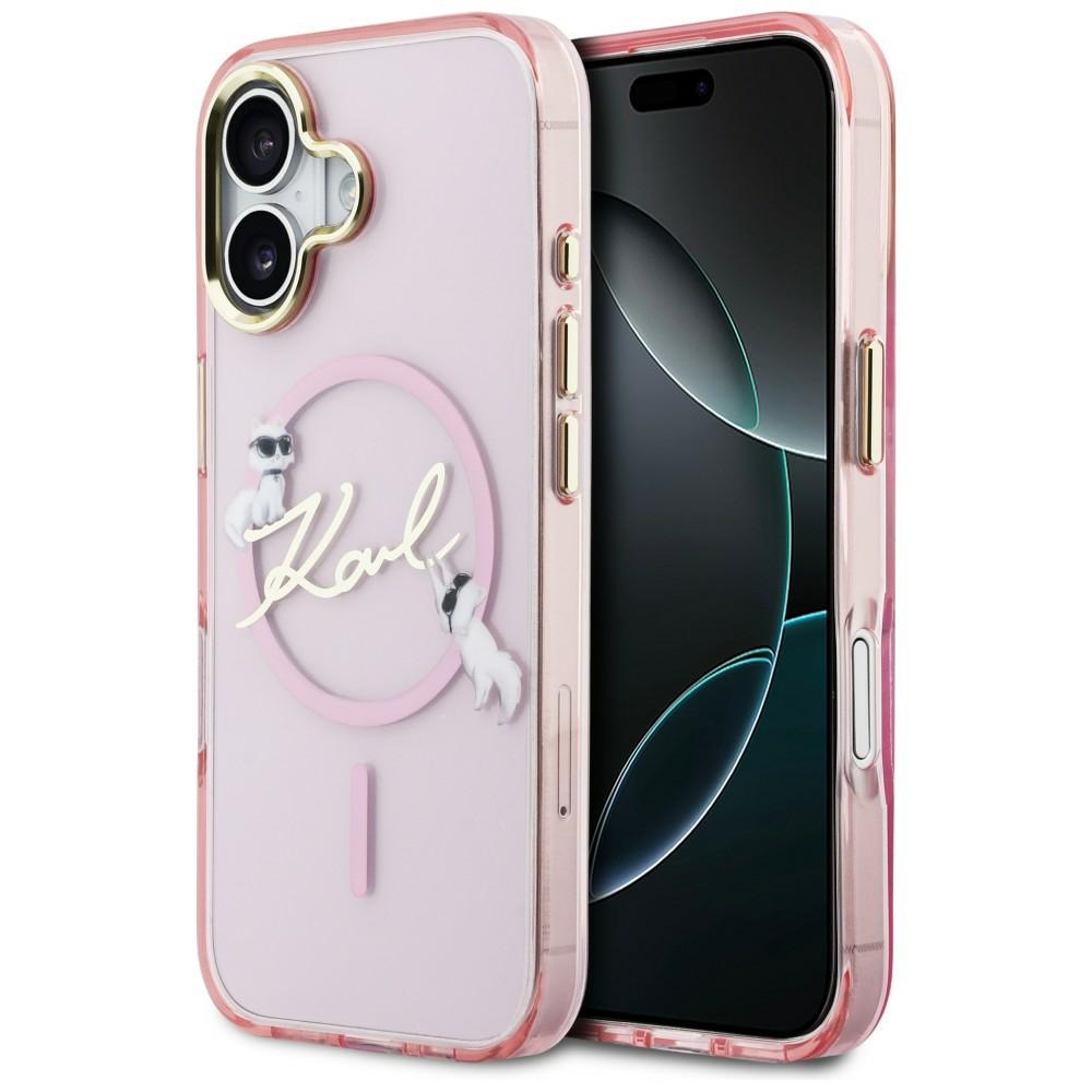 Karl Lagerfeld® IML Choupettes Script Logo MagSafe maskica za iPhone 17 Pink
