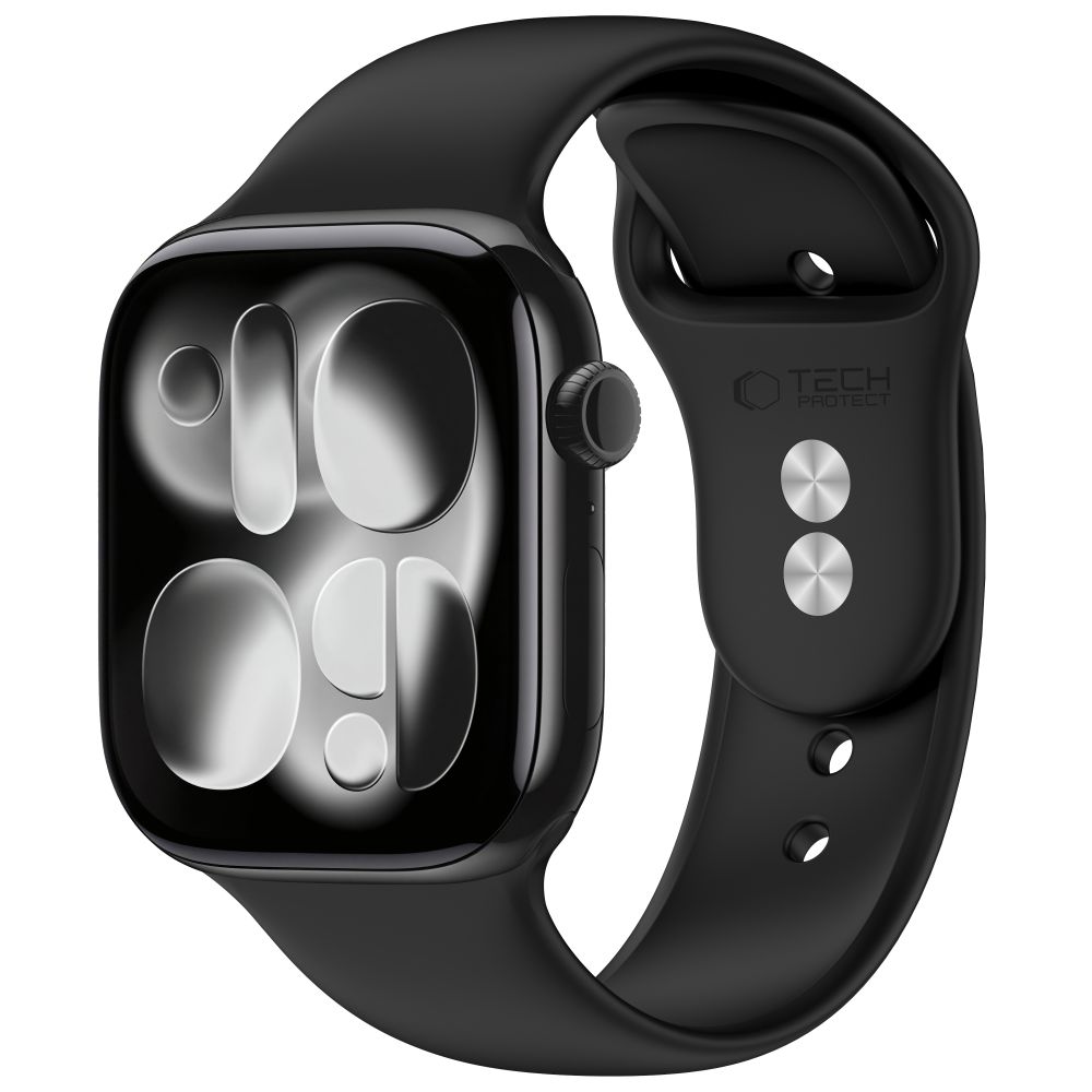 Tech-Protect® Silicone Remen za Apple Watch 8/9/10/11/12/SE/Ultra (44/45/46/47/49mm) Crni