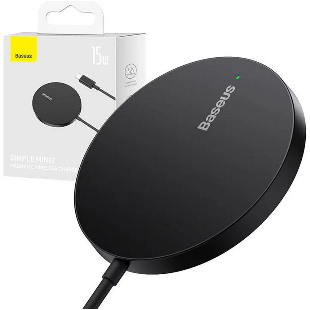 Baseus® Simple Mini3 15W Bežični MagSafe brzi punjač crni