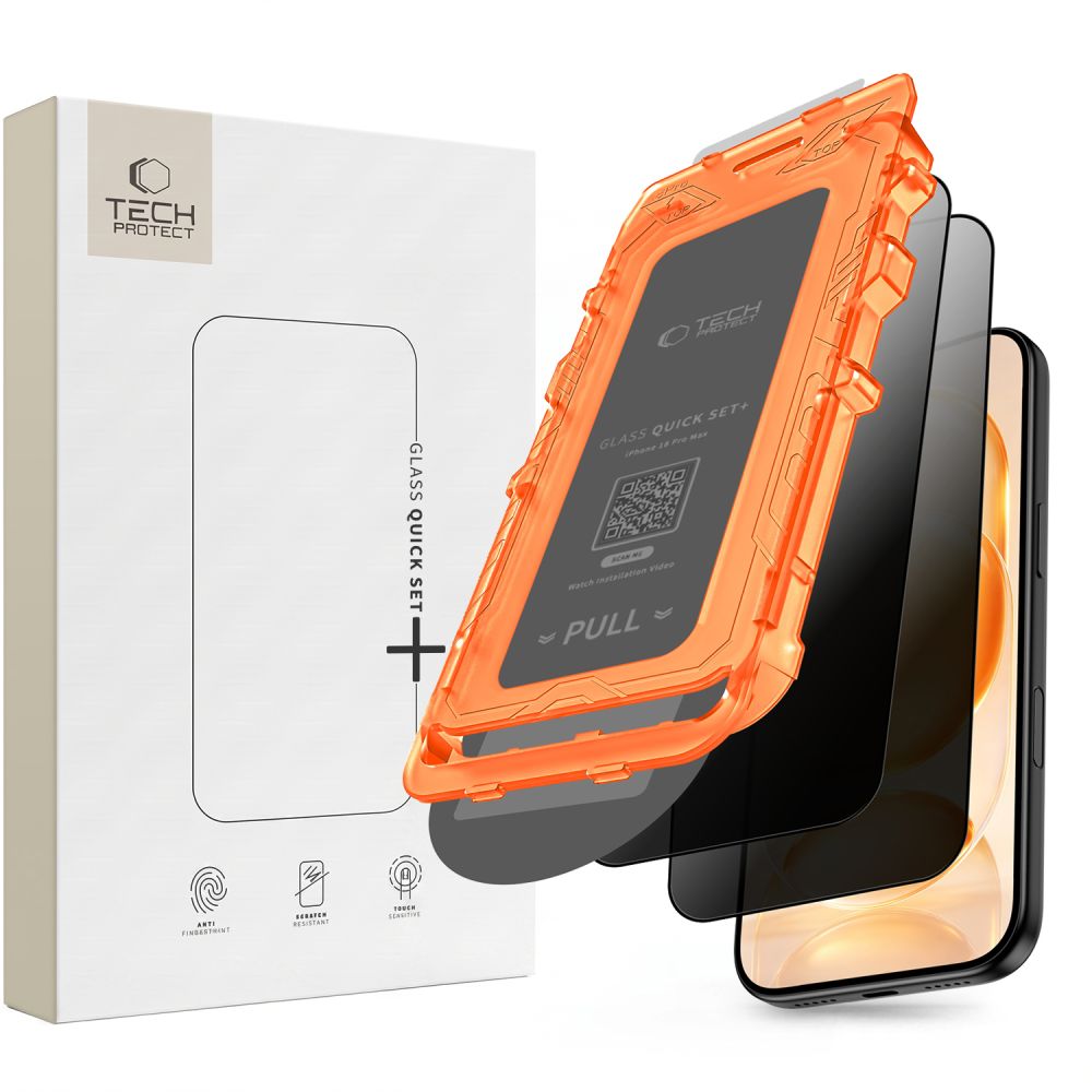 Tech-Protect® Zaštitno staklo od ruba do ruba za ekran za iPhone 18 Pro (Privacy) + montažni okvir 2kom