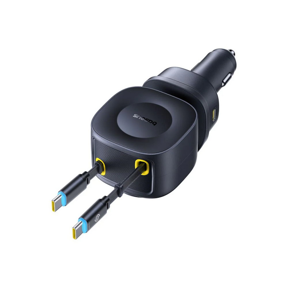Baseus® PrimeTrip VR2 Max Brzi Auto Punjač 100W 3 x Type C + USB s 2 Izvlačna Type C kabela 0.8m