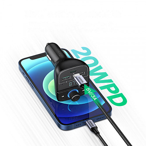 Ugreen® 80910 Bluetooth FM Transmiter i auto punjač USB + Type C QC3.0